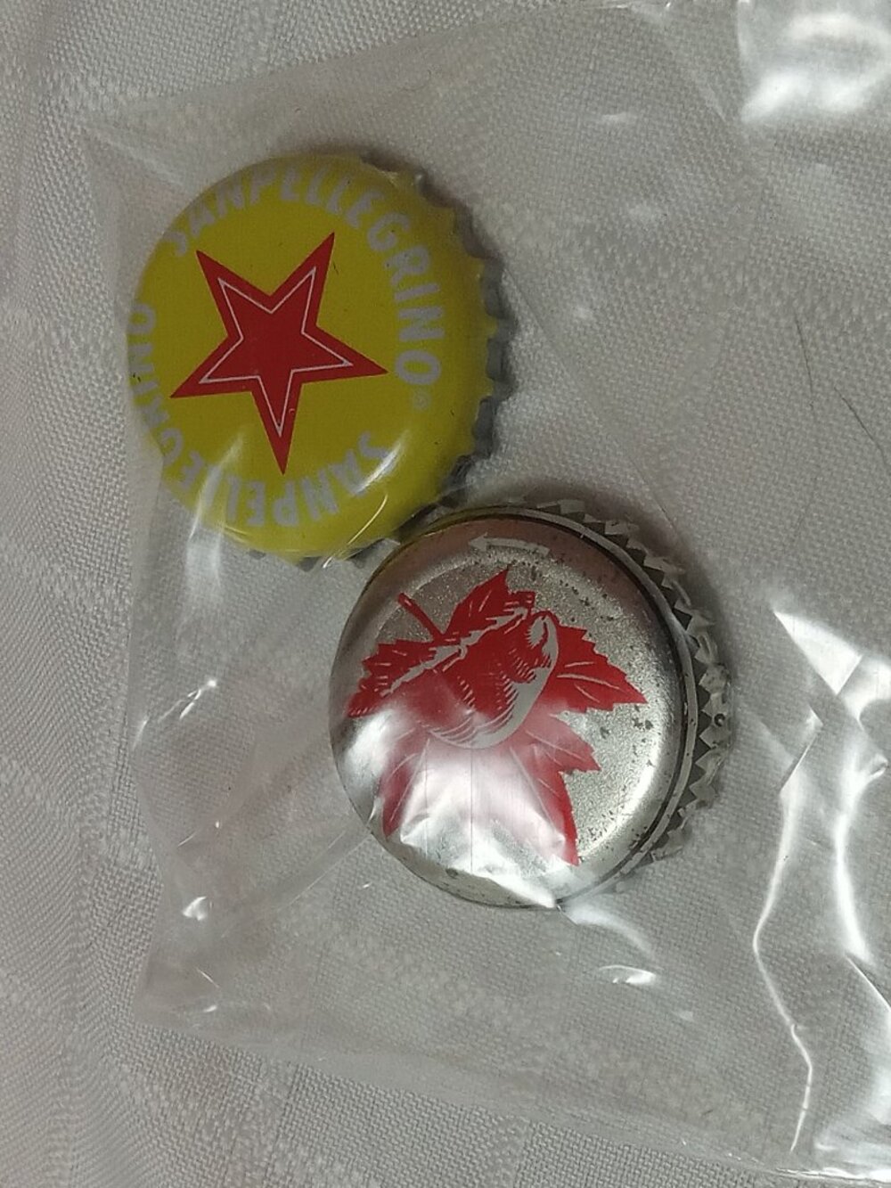 Set of two handmade pins made with glass bottle caps